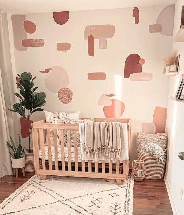 Photo of a bohemian design style baby nursery