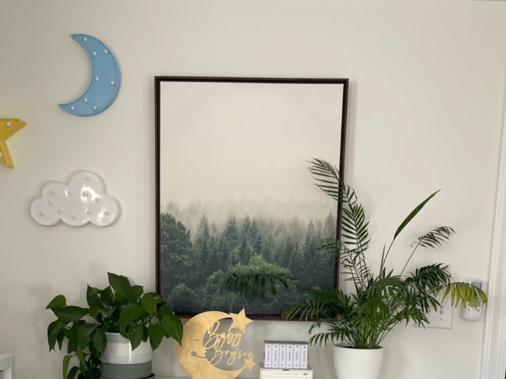 Picture of forest wall art in a Woodland themed nursery 