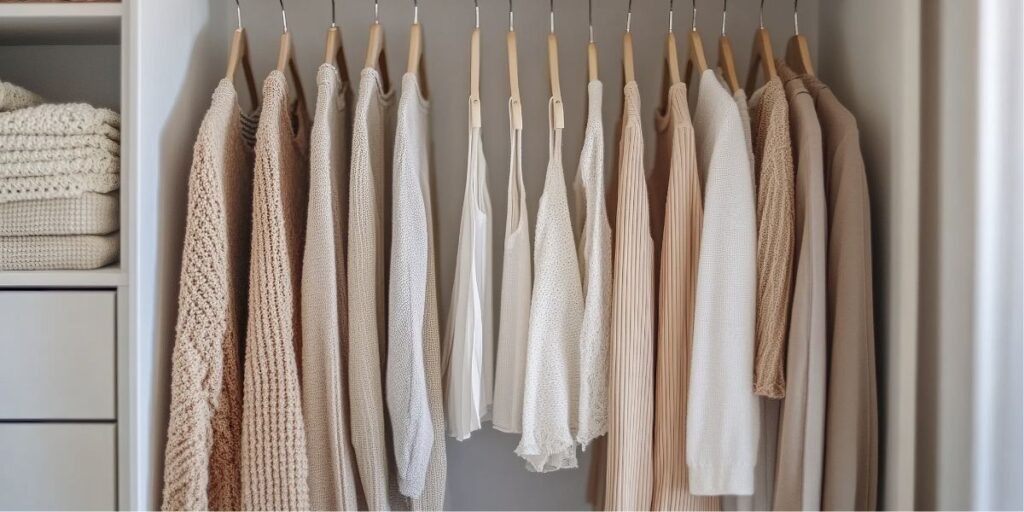 Clothes hanging in closet