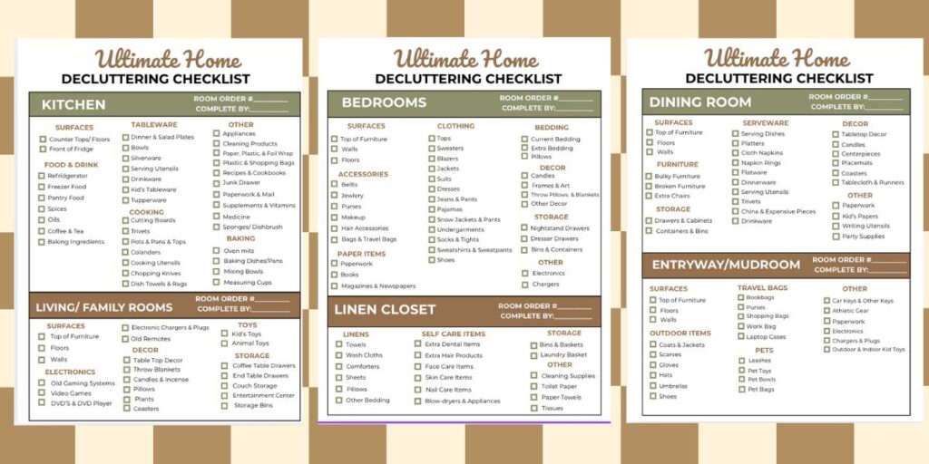 Picture of decluttering Checklist Printable