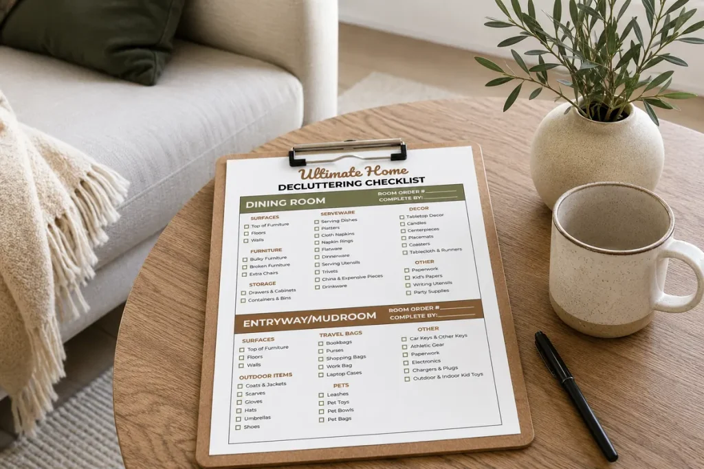 Free home decluttering checklist printable