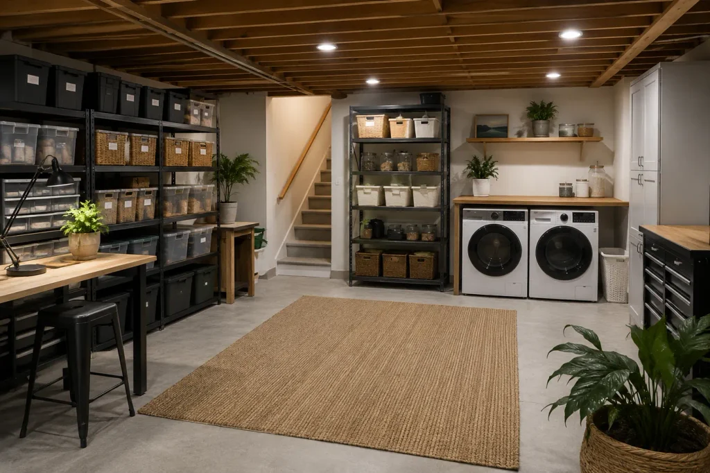 Basement Decluttered and Organized