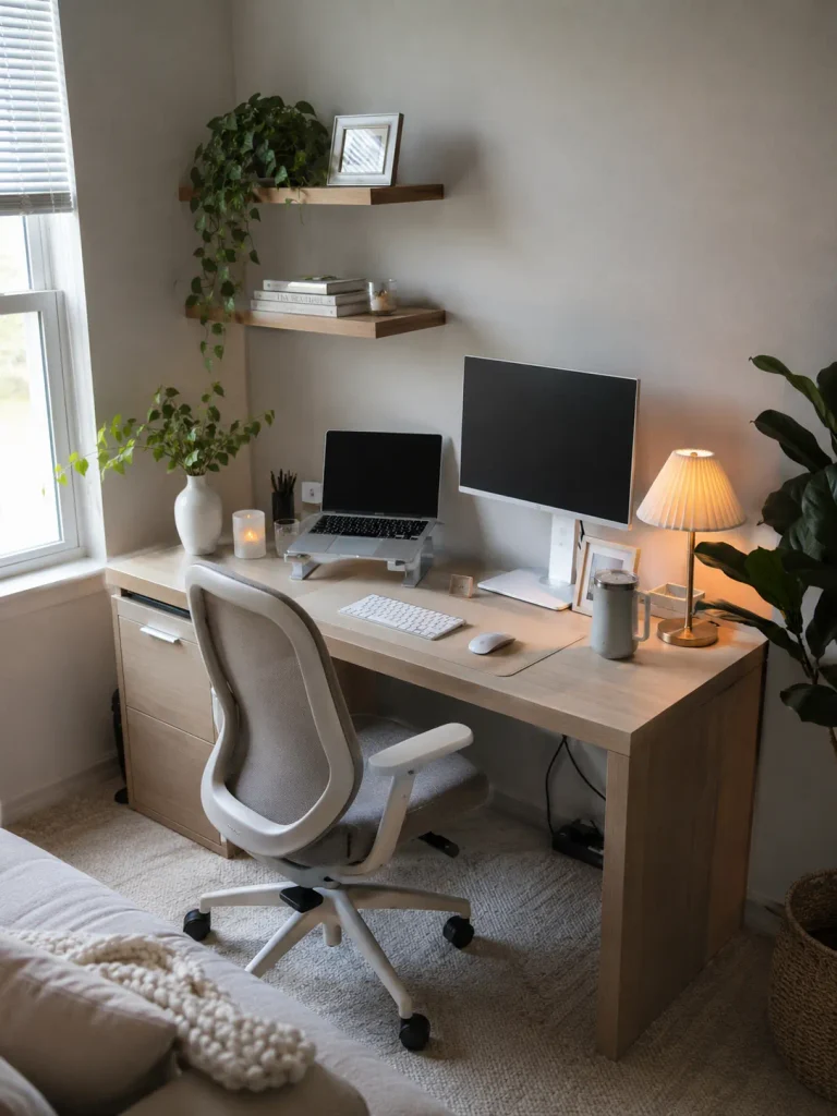 Home office decluttered and neat 