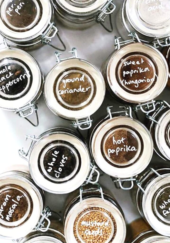 Spices in airtight containers