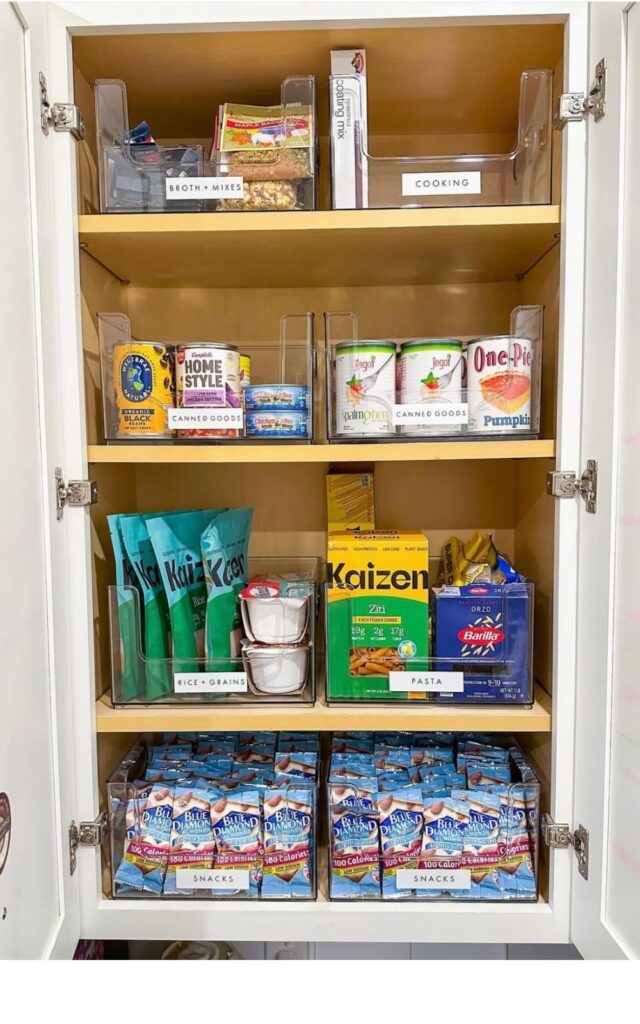 Where to put things in kitchen cabinets and drawers: picture of a pantry cabinet in a kitchen