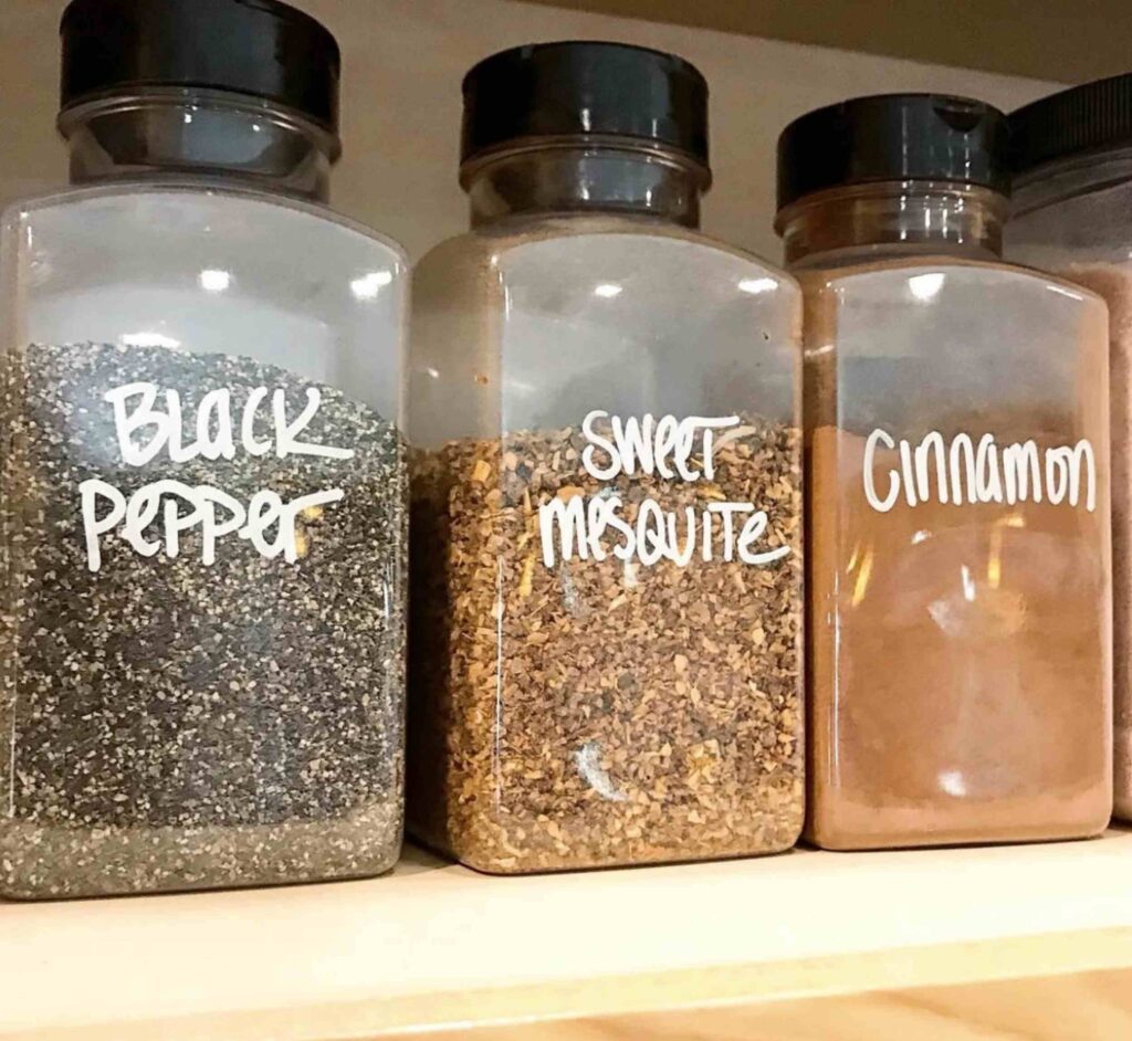 Spices with written labels