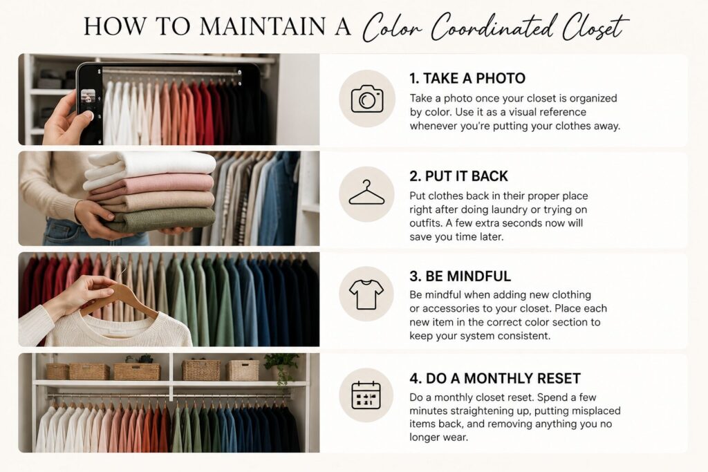 How to maintain a color coordinated closet visual