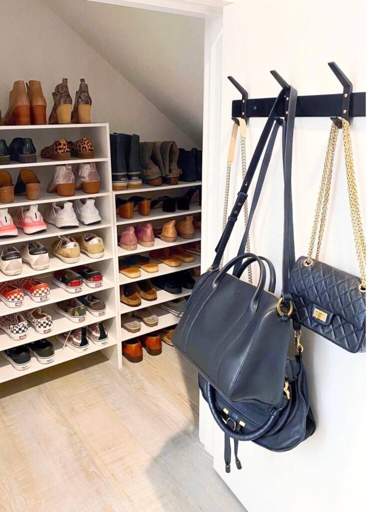 Tall floor shoe organizers that are built 