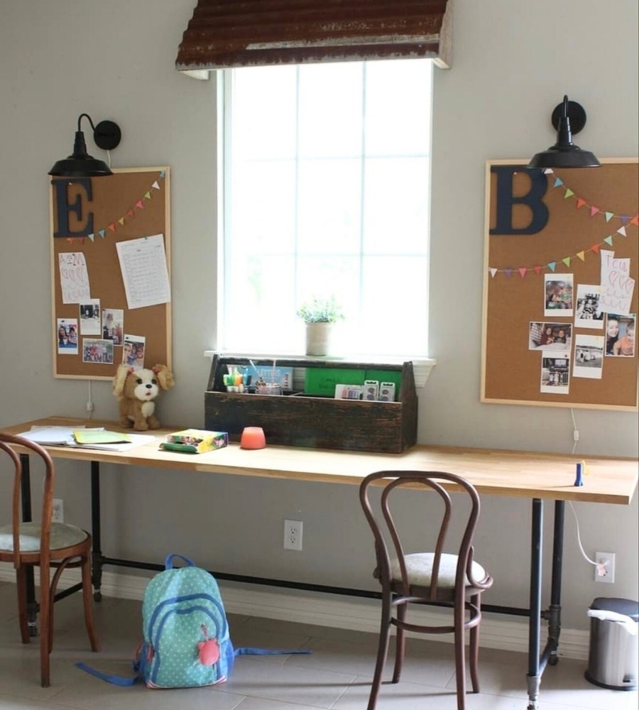 Homework area at a desk in a home 