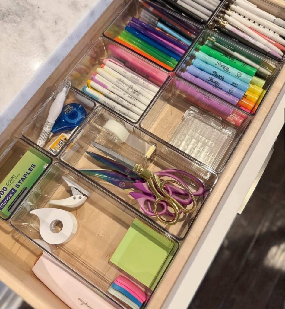 Clear bins for Drawer Organization 