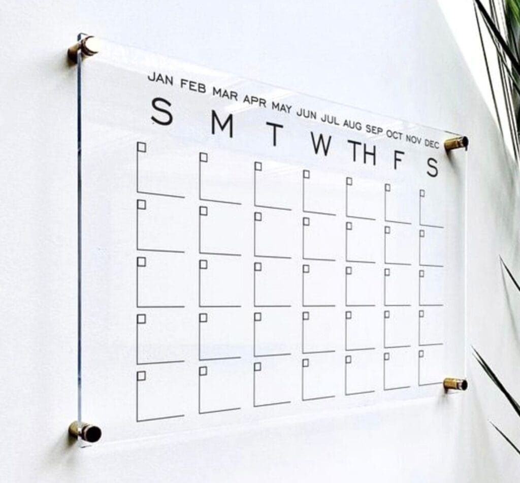 Acrylic wall calendar for office space 
