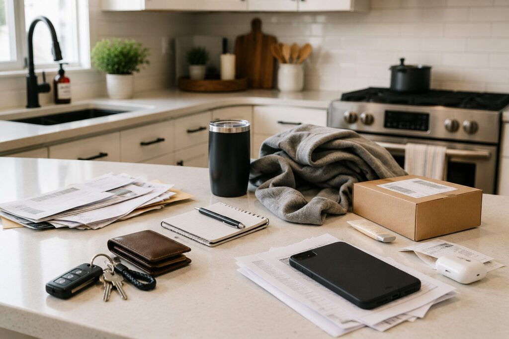 Items on the kitchen counter that don't belong