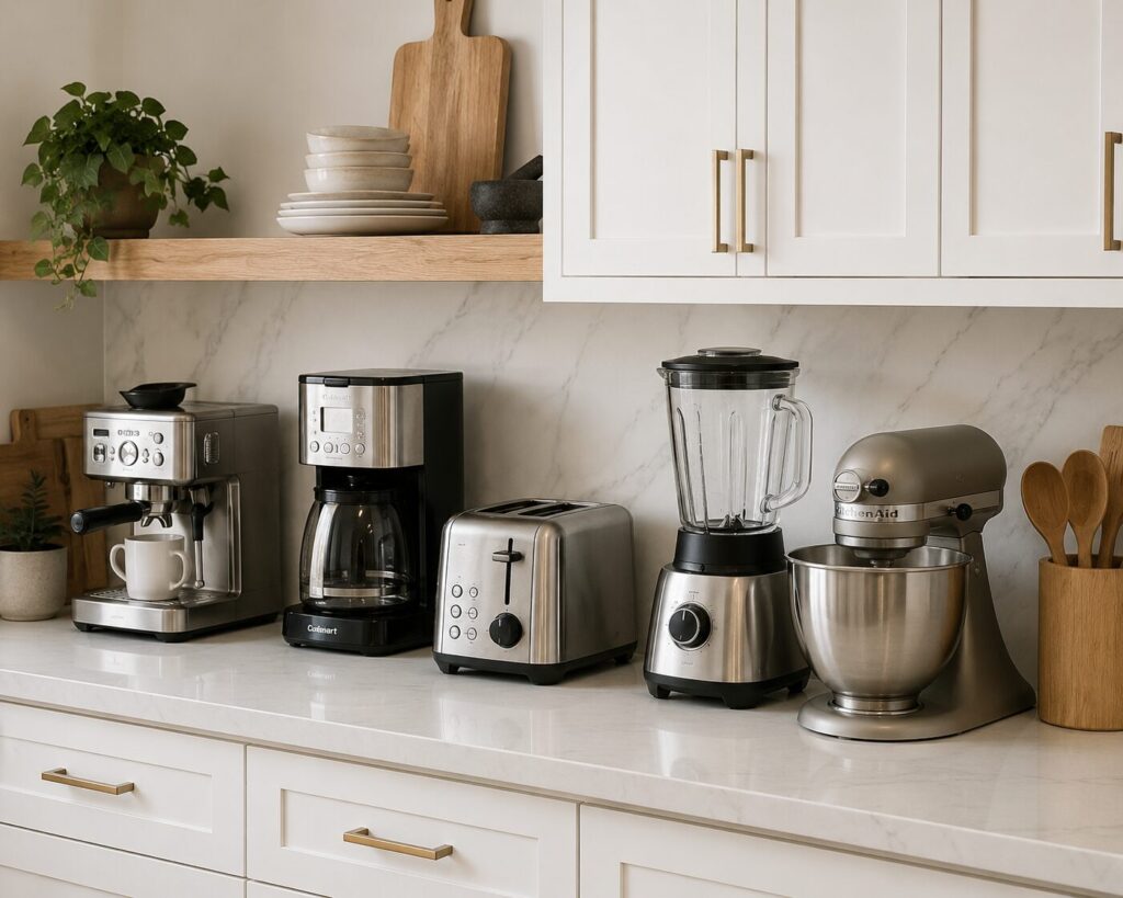 Kitchen appliances on kitchen counter 