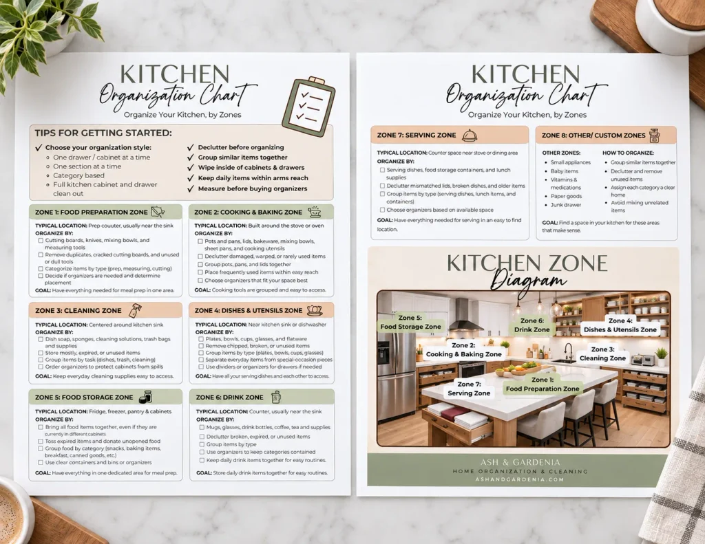 Photo of kitchen organization chart checklist