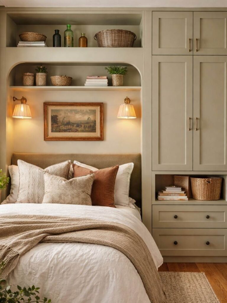 Small bedroom storage ideas of installing built-in wall storage