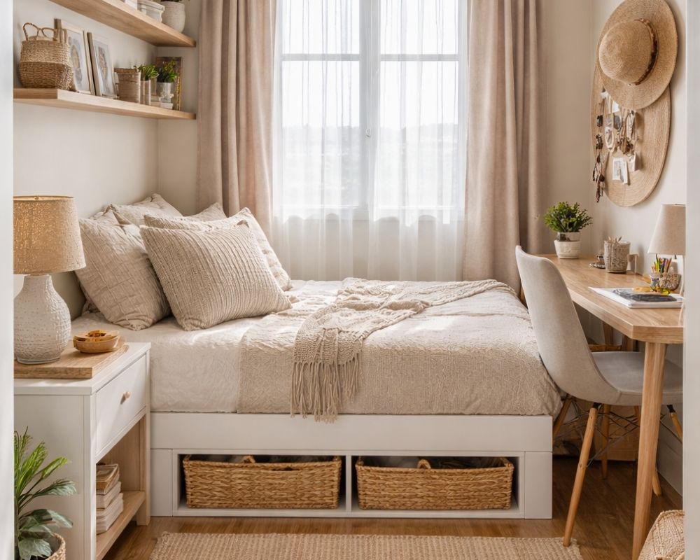 Small bedroom with under the bed storage 