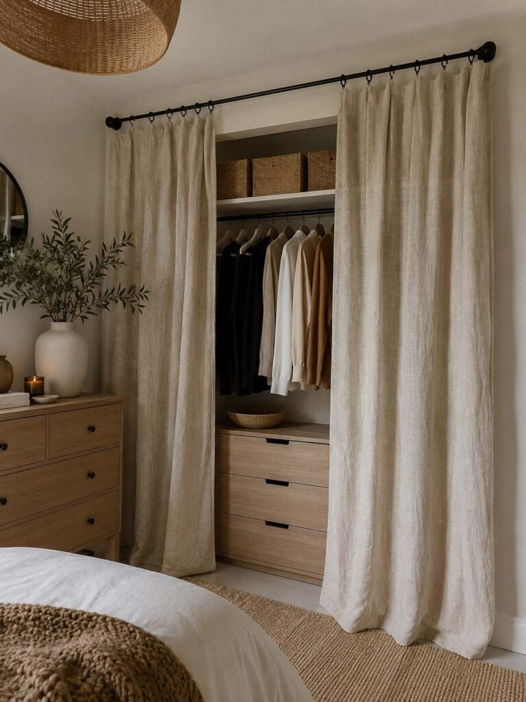 Closet curtains for an open closet