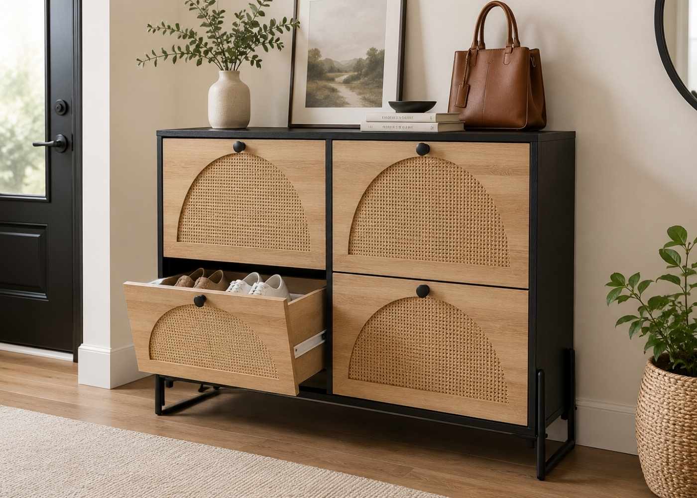 Medium-sized shoe cabinet in modern home entryway