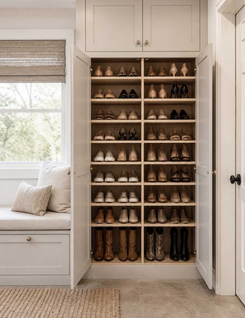 Built-In Shoe Storage Cabinet in Entryway 