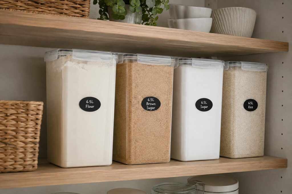 Large capacity containers in a pantry