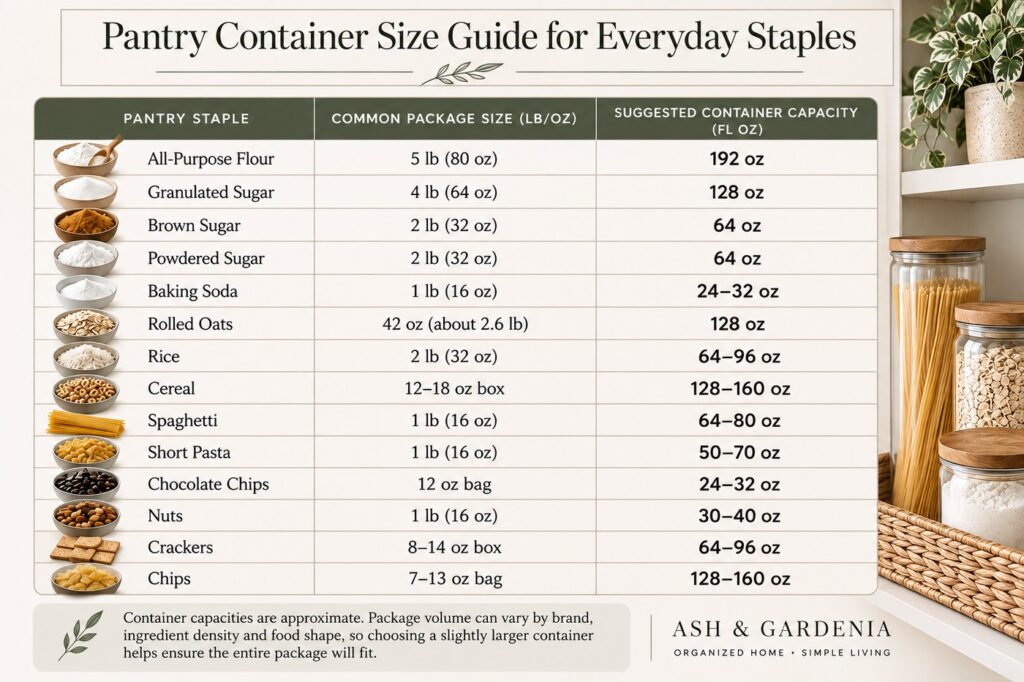 Pantry container sizing guide to help you determine what size pantry containers to buy